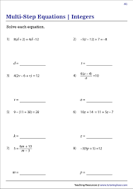 multi step equations with integers