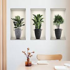 3 Sheets Green Plant Potted Plant Wall