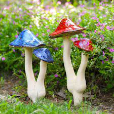Mushroom Yard Decor 2pcs Ceramic