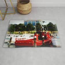 little red tug boat rug by chris