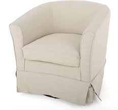 The chair is covered in 100% polyester fabric, and the seat cushion features pocket coils and sinuous springs for the ultimate comfort. Amazon Com Christopher Knight Home Cecilia Swivel Chair With Loose Cover Natural Fabric Furniture Decor