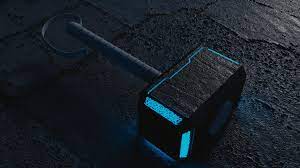 thor hammer with blue lights wallpaper