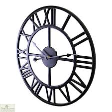 Black Metal Round Wall Clock 39cm The