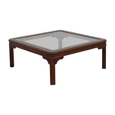 Ethan allen oval coffee table. 90 Off Glass Top And Wood Coffee Table Tables