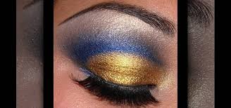blue gold cut crease eye makeup look