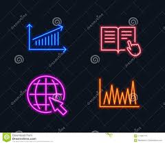 Chart Read Instruction And Internet Icons Line Graph Sign