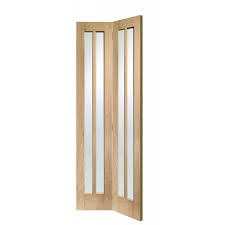 bi fold internal oak door with clear glass