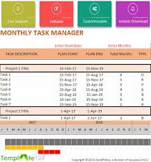 monthly project task manager template