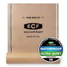 eco cork foam underlayment 75 sq ft the only one with a built in 6 mil vapor barrier