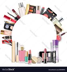 round blank frame with makeup cosmetics