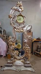 wooden carving floor clock stand for