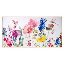 Framed Flower Garden Canvas Wall Art 47x24