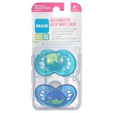 Mam Crystal Orthodontic Soft Silicone Pacifiers 6 Months Crystal Collection