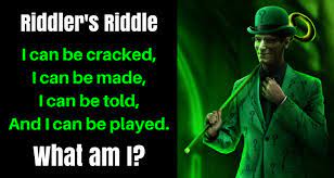 What cerebral criminal with an affinity for purple and green loves challenging the dark knight with cleverly calculated crimes and puzzling plots? Riddler S Riddle I Can Be Cracked Bounding Into Comics