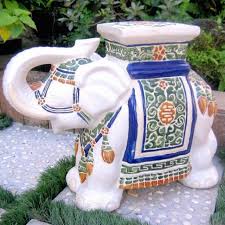 Large Porcelain Elephant Garden Stool