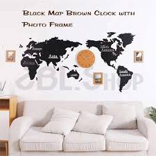 3d Wall Decoration World Map Wall Clock
