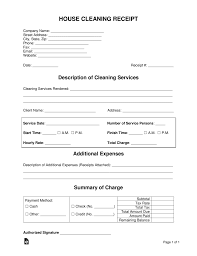 Receipt For House Cleaning Example Free Wfac Template How To