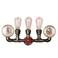Steampunk 3 Light Wall Lamp Industrial Style Bare Edison Bulb Lightin Judy Lighting