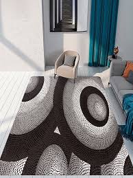 1pc living room floor mat spiral black