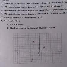 2) Déterminer les coordonnées du milieu K du segment [BC]. (Ecris tes  calculs) 3) Déterminer les - Nosdevoirs.fr