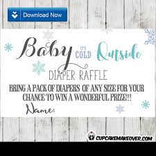Winter Blue Snowflakes Diaper Raffle Tickets Baby Its Cold Outside