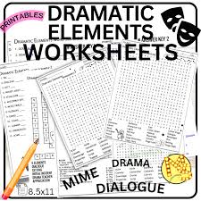 dramatic elements worksheets crossword