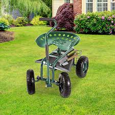 Rolling Garden Cart Work Seat Swivel