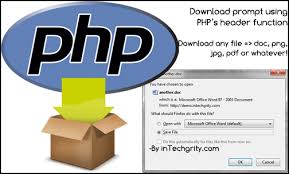 file using php header function