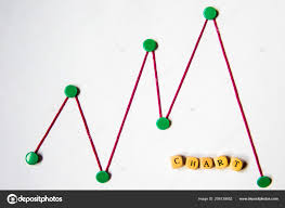 Stock Chart Green Pins Red String Word Chart Wooden Chart