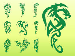 dragon tattoo set vector art graphics
