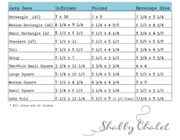 Shabby Chalet Studio 17 Card Envelope Size Chart