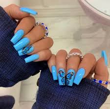 See more ideas about nail designs, cute nails, nails. Pin By Madison Jackson Student Wa On N A I L S Blue Acrylic Nails Light Blue Nails Acrylic Nails
