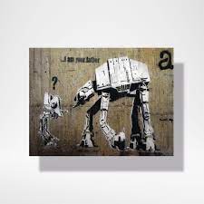 Wrapped over sustainable 1.5 deep fsc certified pine wood. Banksy I Am Your Father The Print Brothers