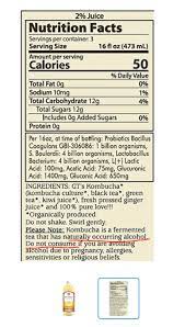 kombucha nutritional label ysis