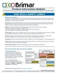 Product Information Bulletin Safety Signs