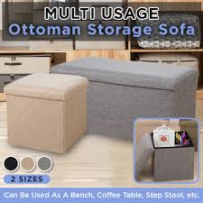 Qoo10 Ottoman Storage Box Fabric