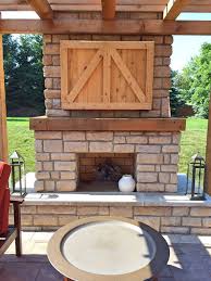 Farmhouse Outdoor Fireplace With Custom