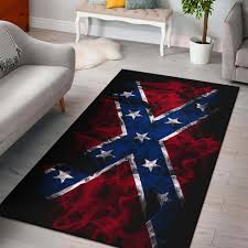 flaming rebel confederate flag area rug