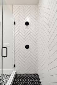 Looking for tiling ideas for your bathroom? Highland Terrace Master Bathroom Shower Black And White Shower Tile White Tile Shower