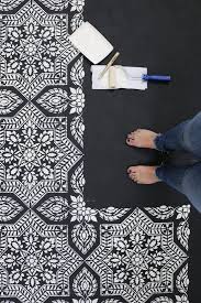 cement floor with a tile stencil