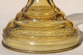 Vintage Amber Yellow Glass Oil Lamp