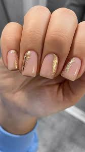 gold foil on pink nails
