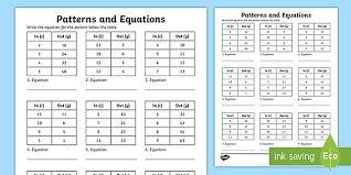 Patterns And Equations Worksheet