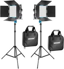 Amazon Com Neewer 2 Packs 660 Led Video Light And Stand Photography Lighting Kit Dimmable Led Panel 3200 5600k Cri 96 Blue With Heavy Duty Light Stand For Studio Portrait Product Video Shooting