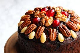 christmas cake with glazed nuts