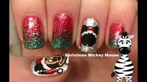 Christmas Mickey Mouse Nail Art Tutorial - YouTube