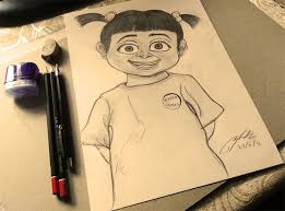How to draw boo from monsters inc. Pencil Sketch Of Boo Monster Inc