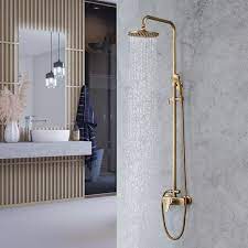 Antique Brass Exposed Wall Mount Shower