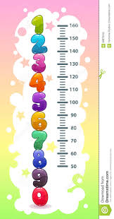 Kids Height Chart With Funny Cartoon Colorful Numbers Stock