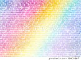 rainbow brick wall background stock
